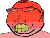 angry calm clenched_teeth ear glasses merge red red_skin soyjak stubble subvariant:massjak subvariant:wholesome_soyjak variant:feraljak variant:gapejak yellow_teeth // 600x459 // 84.9KB