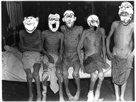 5soyjaks arm beard black_and_white clothes ear glasses hand hat holocaust irl irl_background judaism kippah large_nose leg mustache open_mouth smile soyjak starving stretched_mouth stubble variant:a24_slowburn_soyjak variant:gapejak variant:impish_soyak_ears variant:nojak variant:soyak // 640x481 // 307.4KB