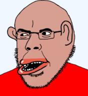 amerimutt brown_skin clothes ear glasses looking_to_the_left mutt narge open_mouth soyjak stubble subvariant:narge variant:cobson // 234x255 // 33.9KB