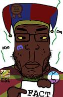 acne avocado award black_skin bug clown cross_eyed discord esl fact flag flag:macedonia flag:zoophilia_pride_flag fly garlic glasses hand holding_object jester_hat macedonia nigger pomni sandwich series:esl_pedo_league shill shilled_it_again_award smell squint_eyes stinky stubble subvariant:chudplier sweat_stain text the_amazing_digital_circus toast variant:chudjak variant:markiplier_soyjak yellow_sclera zoophile // 600x918 // 94.4KB