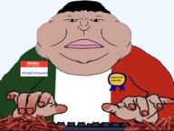 award black_eyes brown_skin closed_mouth clothes double_chin flag:italy hello_my_name_is_(sticker) keyboard lips nose obsessed shitalian subvariant:meximutt_front2 variant:meximutt // 1000x750 // 606.2KB