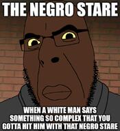 angry black_skin brown_eyes closed_mouth clothes george_floyd glasses hoodie irl_background negro racism series:saint_floyd soyjak stare stubble text variant:cobson yellow_sclera // 752x824 // 366.3KB