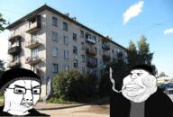 2soyjaks black_shirt car cigarette closed_mouth commieblock doomer eye_bags eyebrow glasses grey_shirt hoodie irl_background nose russia series:eastern_doomers smoke smoking soviet_union stubble tree variant:chudjak variant:meximutt window // 700x474 // 564.0KB