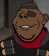black_skin bomb clothes demoman_(tf2) eye_patch hat looking_at_you nigger smile subvariant:gapealien team_fortress_2 variant:gapejak // 722x832 // 322.5KB