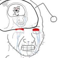 2soyjaks animated antenna dance ear full_body glasses open_mouth orange_eyes reddit rent_free soyjak stubble text variant:snoojak wojak // 510x498 // 538.8KB