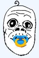 baby deformed hair mustache pacifier smile soyjak subvariant:jacobson variant:a24_slowburn_soyjak // 296x444 // 22.9KB