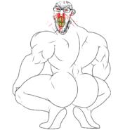 angry arm ass blood bloodshot_eyes broly_culo buff clenched_teeth cracked_teeth ear full_body glasses hand leg nosebleed red_eyes soyjak stubble subvariant:feralrage variant:feraljak vein yellow_teeth // 1320x1510 // 262.2KB