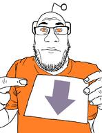 antenna closed_mouth downvote glasses holding_object orange_eyes orange_shirt reddit redditplier soyjak stubble variant:markiplier_soyjak variant:nuplier // 674x877 // 35.3KB