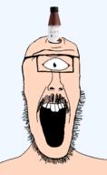 blue_eyes cyclops glasses horn open_mouth soy soyjak soylent stubble variant:beastjak vein white_skin // 878x1423 // 83.6KB