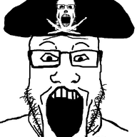 clothes glasses hat open_mouth pirate pirate_hat skeleton soyjak stubble variant:markiplier_soyjak // 639x820 // 118.0KB