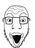 eyebrows glasses happy lips meta:leaky nose open_mouth stubble variant:unknown wrinkles // 721x999 // 128.2KB