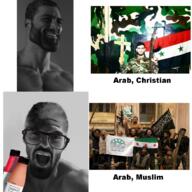angry arab christianity closed_mouth excited gigachad glasses islam open_mouth religion smile soy soyjak soylent syria text // 1200x1200 // 1.5MB