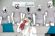 5soyjaks arm badge big_breasts blacked breasts coomer_artstyle crazed female glasses hair hand irl_background knowyourmeme kym_tan mustache open_mouth ornament soyed soyed.com soyjak stretched_mouth stubble subvariant:soyak_(crazed) variant:cirrus variant:gapejak variant:hot_sauce variant:markiplier_soyjak variant:soyak yellow_hair // 2000x1308 // 1.8MB