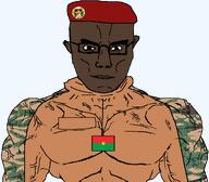 africa bald brown_skin buff burkina_faso clothes flag:burkina_faso glasses hat ibrahim_traore muscles shirtless smile subvariant:muscular_chud variant:chudjak // 1059x929 // 314.8KB