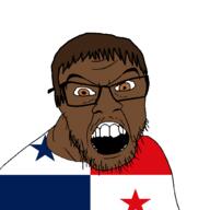 brown_eyes brown_hair brown_skin clothes country flag glasses hair open_mouth panama soyjak stubble variant:feraljak // 1500x1500 // 41.6KB