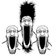 3soyjaks animated beard glasses hair open_mouth soyjak stretched_mouth stubble variant:markiplier_soyjak // 686x720 // 570.5KB