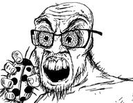 angry artist:doddermod bug crazed drawfag drawing eat_the_bugs frown glasses ladybug soyjak stubble variant:feraljak // 1750x1350 // 192.5KB