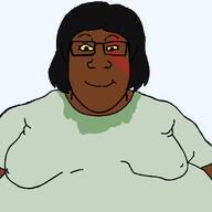 bbw brown_skin clothes fat female hair happy meta:namefags obese smile subvariant:female_markiplier sweating variant:markiplier_soyjak warrior-z_(user) yellow_sclera // 1674x1676 // 43.3KB