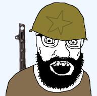 angry beard brown_shirt clothes glasses helmet literal_who mustache open_mouth ppsh ssh-40 subvariant:tetojak teeth transparent_background variant:feraljak // 552x550 // 37.3KB