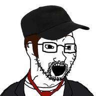 cap clothes doug_walker glasses hat necktie nostalgia_critic open_mouth soyjak stubble variant:soyak // 1280x1280 // 102.3KB