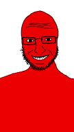 10_years amazing bald closed_mouth colorful glasses red red_skin soyjak stubble variant:amazingreason verizon // 564x1003 // 14.4KB