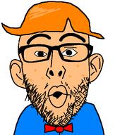 blue_shirt bowtie clothes ear freckles glasses jbmod open_mouth orange_hair source_engine soyjak stubble thick_eyebrows valve variant:nojak // 443x523 // 14.1KB