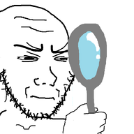 bald closed_mouth ear hand holding_magnifying_glass holding_object looking_to_the_right magnifying_glass soyjak squinting stubble variant:soyak white_background // 1144x756 // 38.7KB