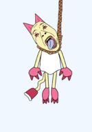 ack animal arm artist:juaco bloodshot_eyes cartoon cat cat_ear claw clothes crying dandy's_world eyebrows furfag hanging leg open_mouth rope scraps_(dandy's_world) suicide tail variant:bernd yellow_skin // 1400x2000 // 106.3KB