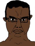 black_skin ear glasses soyjak subvariant:chudjak_front variant:chudjak // 195x255 // 24.7KB