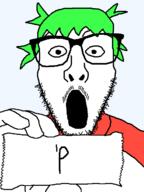 'p 4chan 4cuck anime glasses green_hair hair holding_object soyjak stubble turkey_tom variant:stbfcjak yotsoyba // 480x640 // 14.3KB