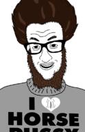 2soyjaks animal animated beard brown_beard clothes glasses hair horse i_love soyjak stubble vagina variant:jimmy_numale // 516x800 // 1.2MB