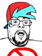 blue_hair boyfriend_(friday_night_funkin') cap clothes friday_night_funkin' glasses hair hat open_mouth soyjak stubble variant:unknown video_game // 374x493 // 27.0KB