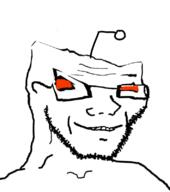 antenna deformed glasses orange_eyes reddit smile snoo soyjak stubble variant:soyak // 708x800 // 157.2KB
