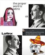 adolf_hitler comic drink female gender-neutral_language hair latino makeup mustache nordic_chad sombrero text variant:soyak // 493x596 // 49.2KB