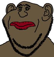 big_lips brown_skin closed_mouth ear merge nigger soyjak stubble subvariant:impluffare thick_eyebrows variant:impish_soyak_ears variant:pissluffare yellow_sclera // 598x630 // 14.1KB