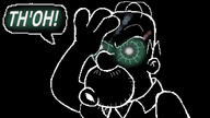 angry artist:toonsoy black_and_white black_background black_skin glowing_eyes green_eyes homer_simpson meta:nas speech_bubble the_simpsons thougher thought_bubble // 1170x658 // 216.2KB