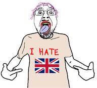 arm british clothes flag:united_kingdom glasses hair hand i_hate lipstick open_mouth pointing purple_hair safe_edgy smile soyjak stubble tongue tranny tshirt variant:bernd variant:shirtjak yellow_teeth // 1000x905 // 91.4KB