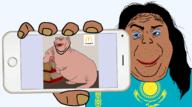 2soyjaks amerimutt animal big_mac brown_skin cat ear faggot fat flag flag:kazakhstan hair holding_object holding_phone iphone kazacktranny lips makeup mcdonalds muttposter naked phone shitskin smile smug soyjak stubble subvariant:impish_amerimutt text tranny variant:alicia variant:impish_soyak_ears // 2218x1237 // 723.5KB
