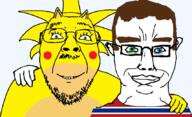 2soyjaks blue_eyes brown_hair chris-chan green_eyes hand heterochromia smile sonichu subvariant:chudjak_front variant:bernd variant:chudjak white_skin yellow_skin // 855x520 // 25.2KB