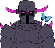 2soyjaks armor bug butterfly clash_of_clans clash_royale glasses horn no_mouth p.e.k.k.a pekka purple_eyes subvariant:chudjak_front subvariant:muscular_chud variant:chudjak variant:impish_soyak_ears white_background wing // 2000x1754 // 206.8KB