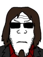 closed_mouth glasses goatee jacket long_hair palindrome_get postal postal_dude red_shirt subvariant:neutralplier sunglasses variant:markiplier_soyjak // 600x800 // 17.6KB