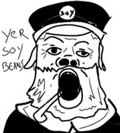 a24 beard clothes hat open_mouth pipe redraw smoking soy soyjak text the_lighthouse variant:a24_slowburn_soyjak willem_dafoe // 1242x1390 // 412.1KB