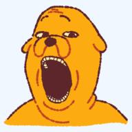 adventure_time cartoon cartoon_network dog jake_the_dog open_mouth soy_parody soyjak variant:gapejak // 400x400 // 23.8KB