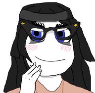 blue_eyes clothes glasses hair hand smug variant:soytan // 702x689 // 83.7KB