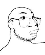 ear glasses half_open_mouth soyjak stubble variant:queenjak // 365x442 // 5.5KB