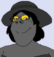 closed_mouth clothes female femjak glasses grey_skin hair hat smile soot soot_colors soyjak soyjak_party subvariant:gapejak_female variant:gapejak // 940x992 // 40.5KB