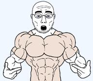 bald buff finger open_mouth pointing round_glasses stubble subvariant:muscular_shirtjak teeth variant:shirtjak // 1369x1189 // 44.2KB