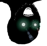 bald black_skin glowing glowing_eyes inverted open_mouth soyjak stubble subvariant:soyak_(crazed) thougher upside_down variant:soyak white_background // 740x724 // 97.8KB