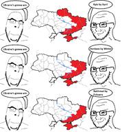 bakhmut bakhmut_is_still_bakhmut closed_eyes closed_mouth correct_map country europe glasses map multiple_soyjaks perfect_sense russia russo_ukrainian_war ruzzia_lost_lol smile smug soyjak stubble text ukraine variant:cobson variant:soyak war // 1456x1572 // 304.1KB