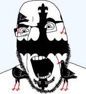 angry bird british flag flag:flintshire flintshire glasses hair looking_to_the_left open_mouth soyjak stubble teeth thick_eyebrows united_kingdom variant:cobson wales // 721x789 // 75.3KB